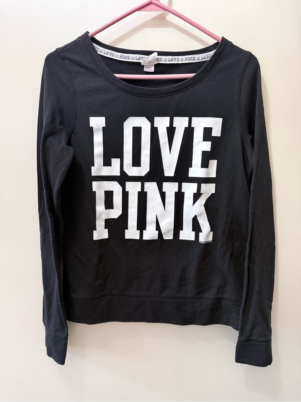 Y2K Victoria’s Secret Pink Crewneck Sweater Boyfriend Fit Spell Out Logo S Bratz